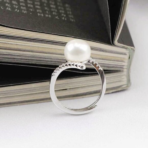 Jewelry - Sweet Beautiful Pearl CZ Twisted Anillos Elegant Silver Ring for Women, VIP562